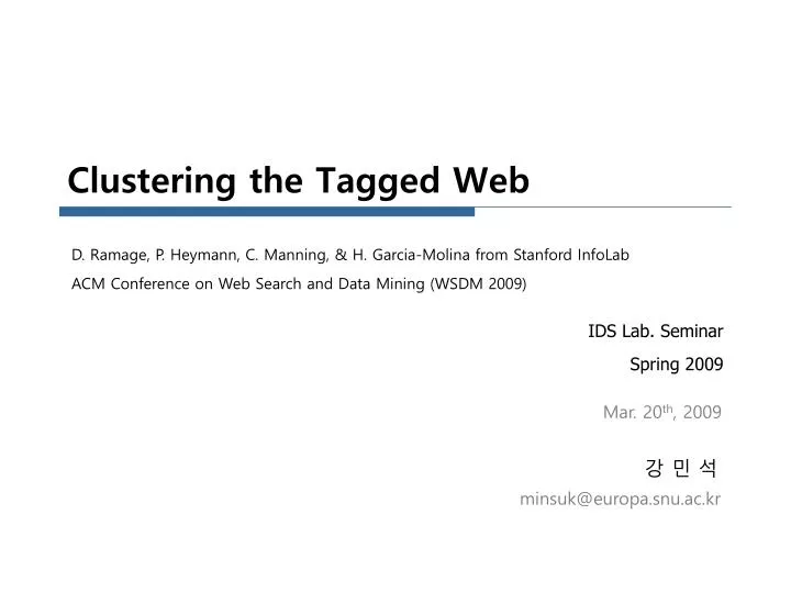 clustering the tagged web