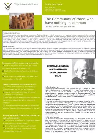The Community of those who have nothing in common Levinas, Community and the Self
