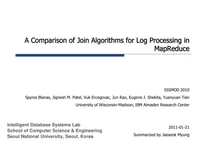 a comparison of join algorithms for log processing in mapreduce