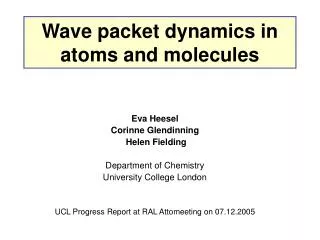 Wave packet dynamics in atoms and molecules