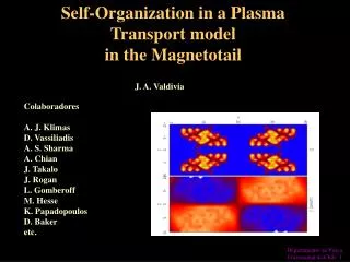 Self-Organization in a Plasma Transport model in the Magnetotail