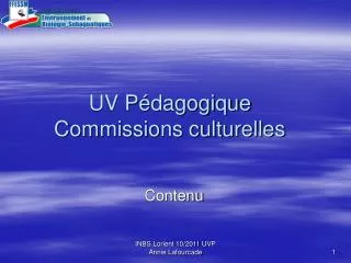 UV Pédagogique Commissions culturelles