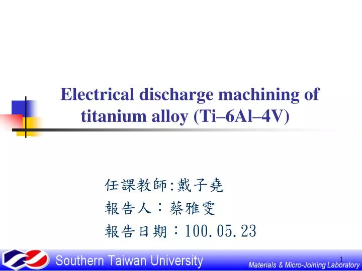 electrical discharge machining of titanium alloy ti 6al 4v