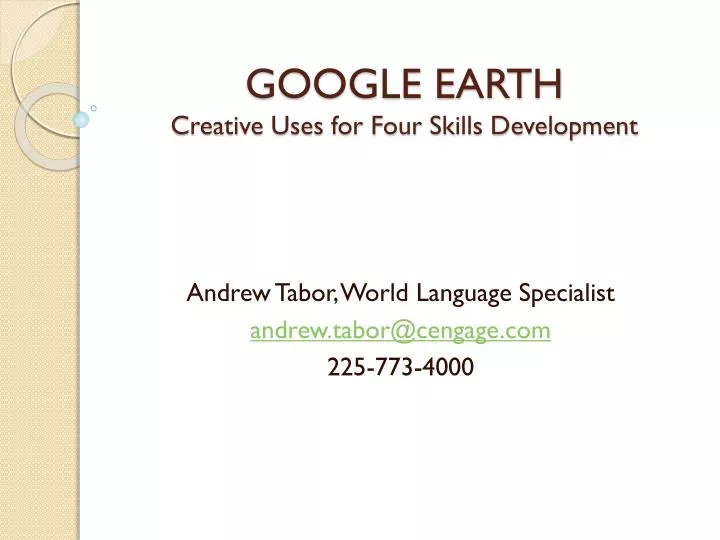 google earth creative uses for four skills development