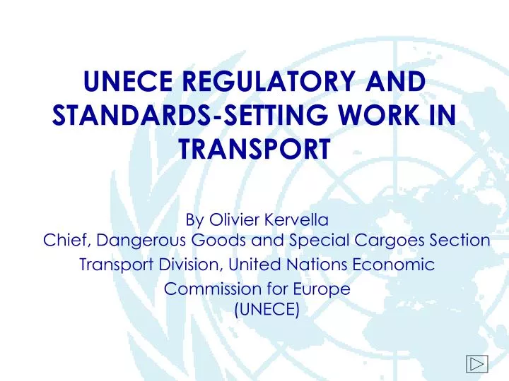 unece regulatory and standards setting work in transport