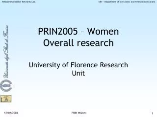 PRIN2005 – Women Overall research