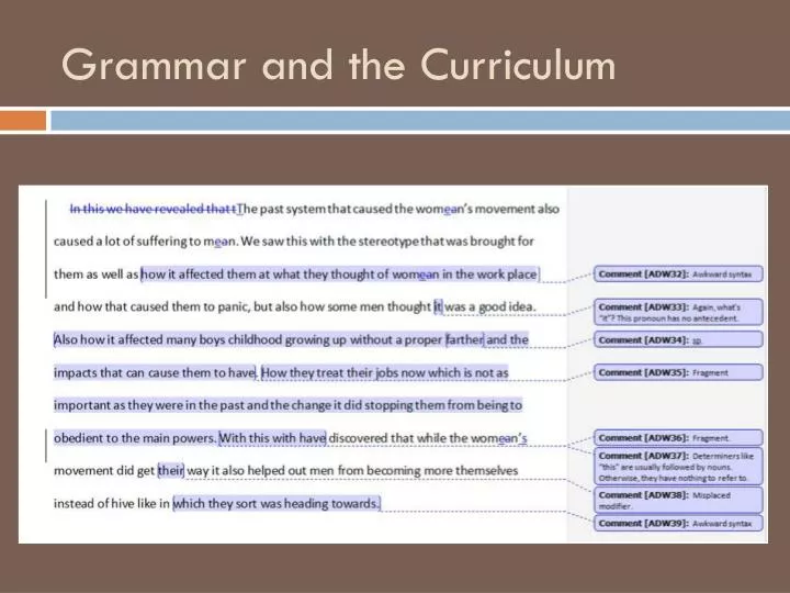 grammar and the curriculum