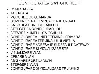 configurarea switchurilor