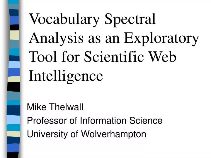 mike thelwall professor of information science university of wolverhampton