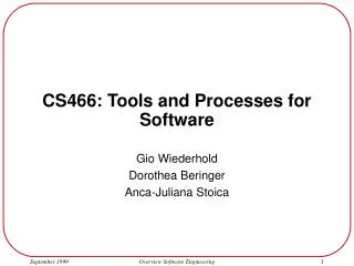 CS466: Tools and Processes for Software