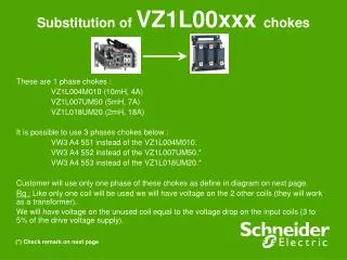 Substitution of VZ1L00xxx chokes