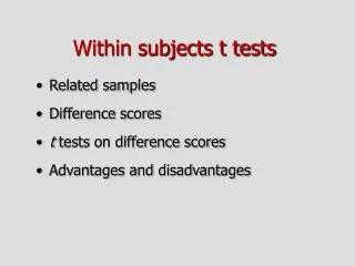 Within subjects t tests