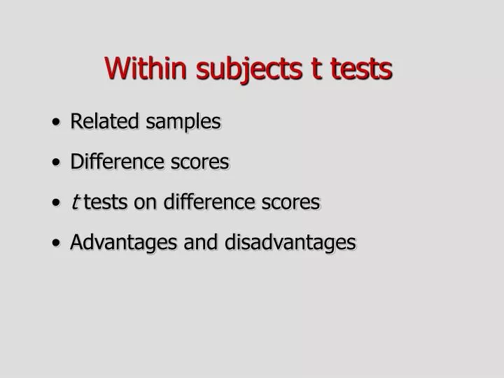 within subjects t tests