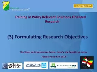 Training in Policy Relevant Solutions Oriented Research