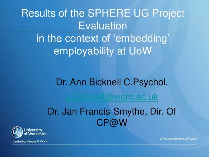 results of the sphere ug project evaluation in the context of embedding employability at uow