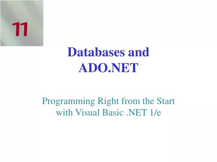 databases and ado net