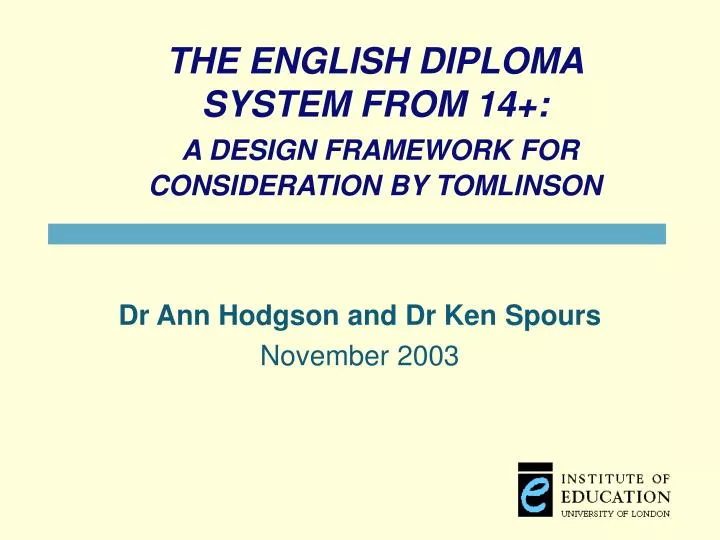 the english diploma system from 14 a design framework for consideration by tomlinson