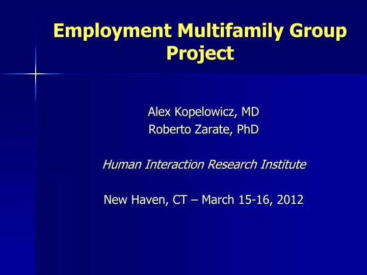 employment multifamily group project