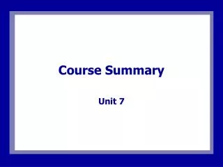 Course Summary