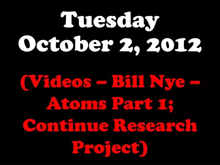 tuesday october 2 2012