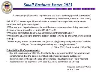 Small Business Issues 2013