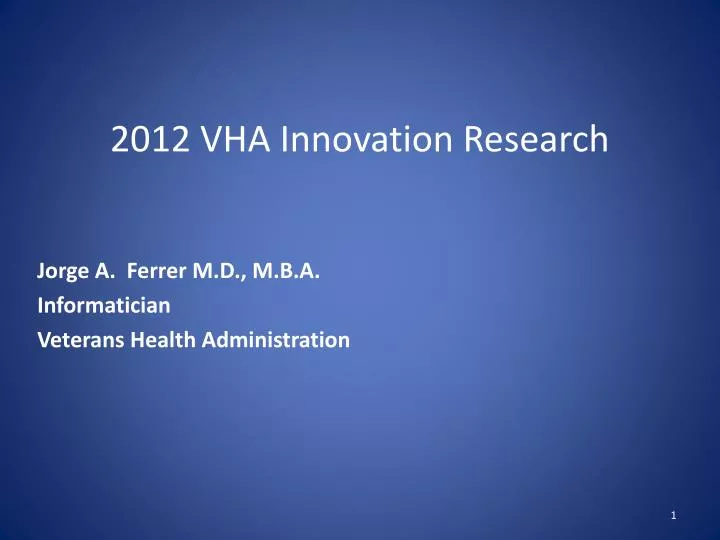 2012 vha innovation research