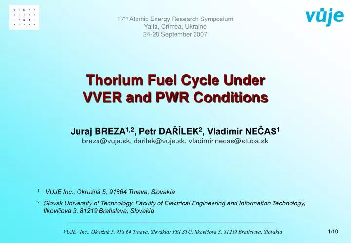 thorium fuel cycle under vver and pwr conditions