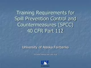 Training Requirements for Spill Prevention Control and Countermeasures (SPCC) 40 CFR Part 112