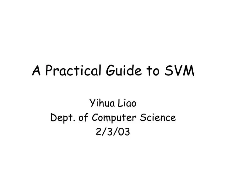 a practical guide to svm