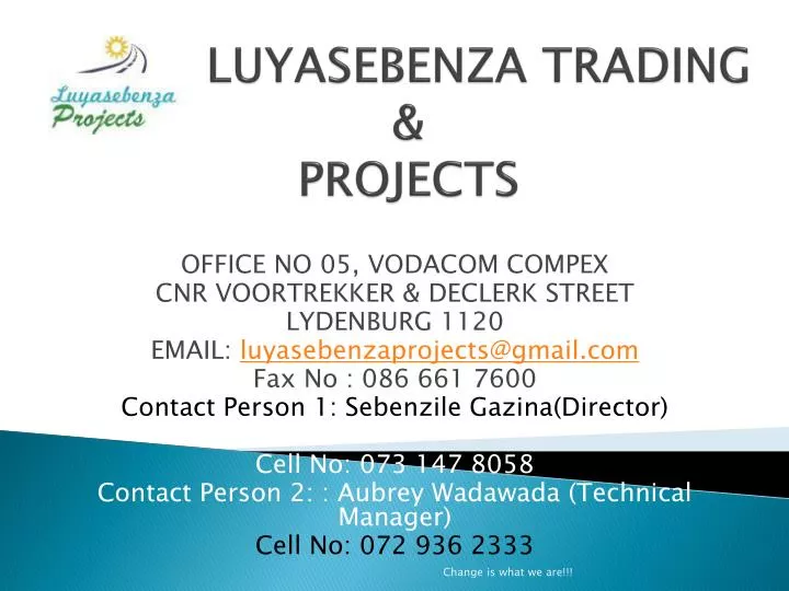 luyasebenza trading projects