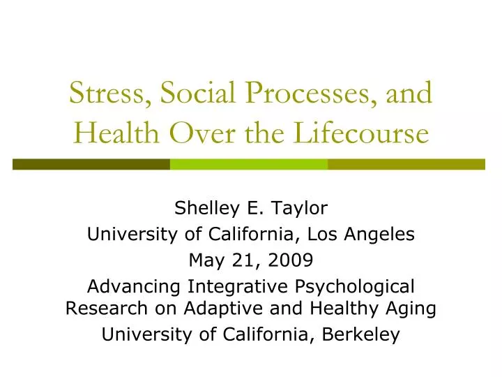 stress social processes and health over the lifecourse
