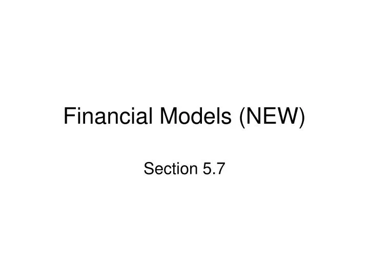 financial models new