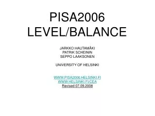 PISA2006 LEVEL/BALANCE