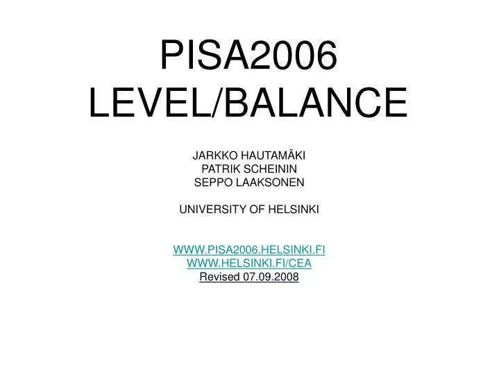 pisa2006 level balance