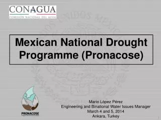 Mario López Pérez Engineering and Binational Water Issues Manager March 4 and 5, 2014