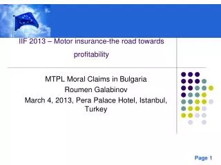 IIF 2013 – Motor insurance-the road towards profitability