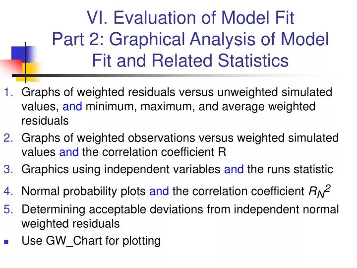vi evaluation of model fit part 2 graphical analysis of model fit and related statistics
