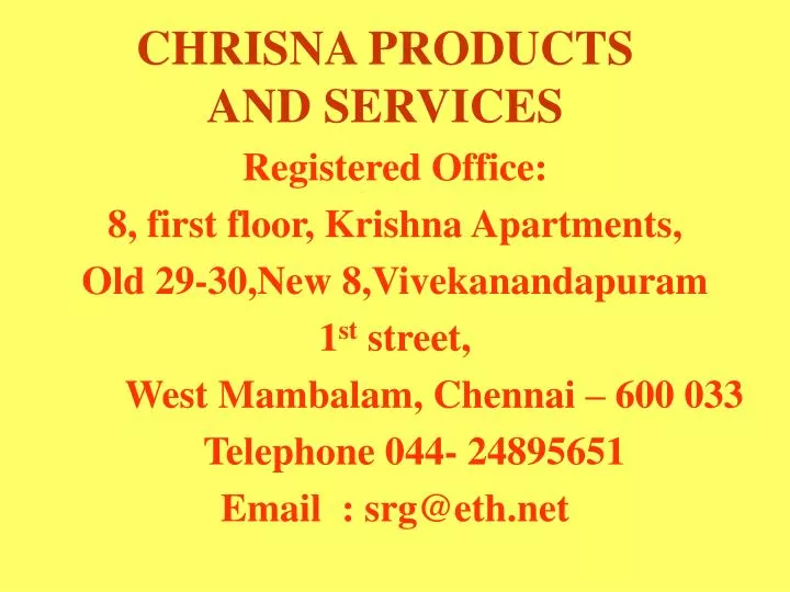 chrisna products and services