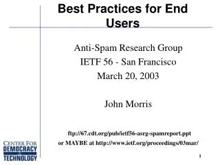 Best Practices for End Users