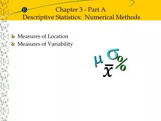 chapter 3 part a descriptive statistics numerical methods
