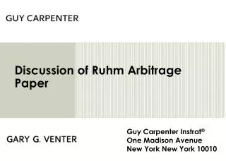 Discussion of Ruhm Arbitrage Paper