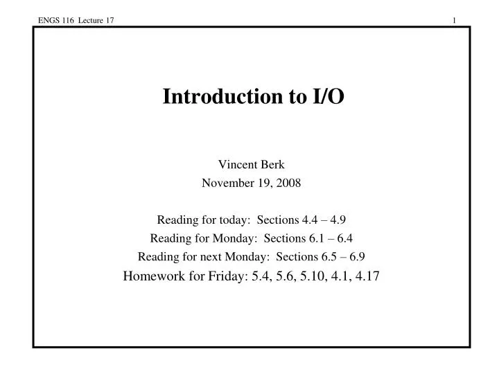 introduction to i o
