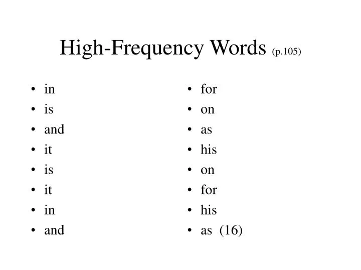 high frequency words p 105