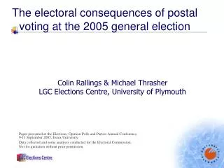 The electoral consequences of postal voting at the 2005 general election