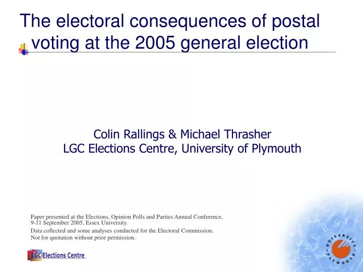 the electoral consequences of postal voting at the 2005 general election