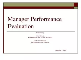 Manager Performance Evaluation