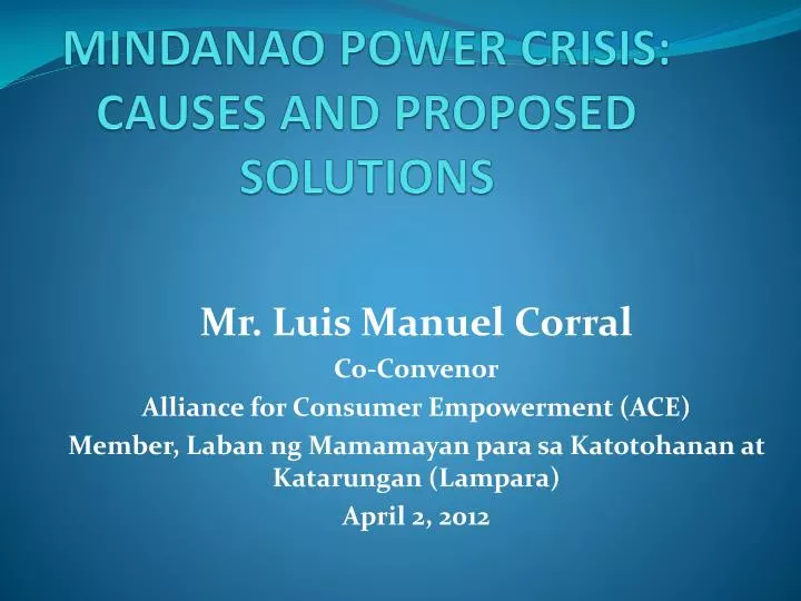 mindanao power crisis causes and proposed solutions