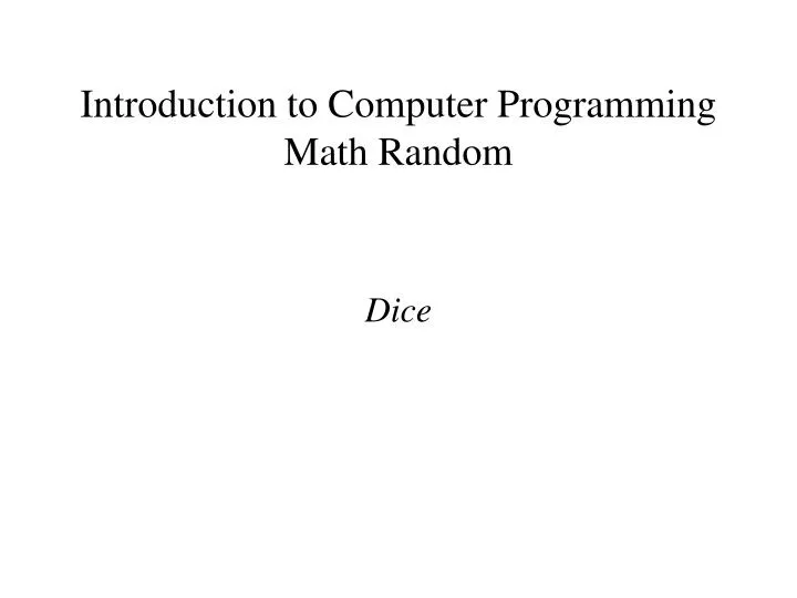 introduction to computer programming math random