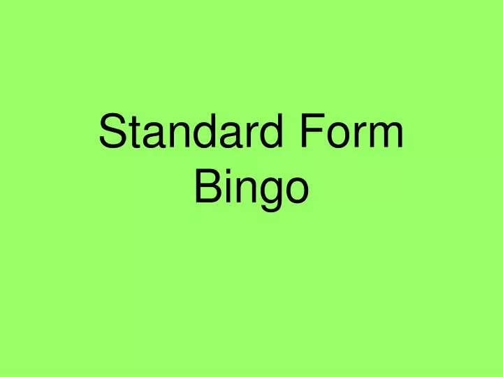 standard form bingo