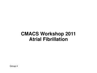 CMACS Workshop 2011 Atrial Fibrillation